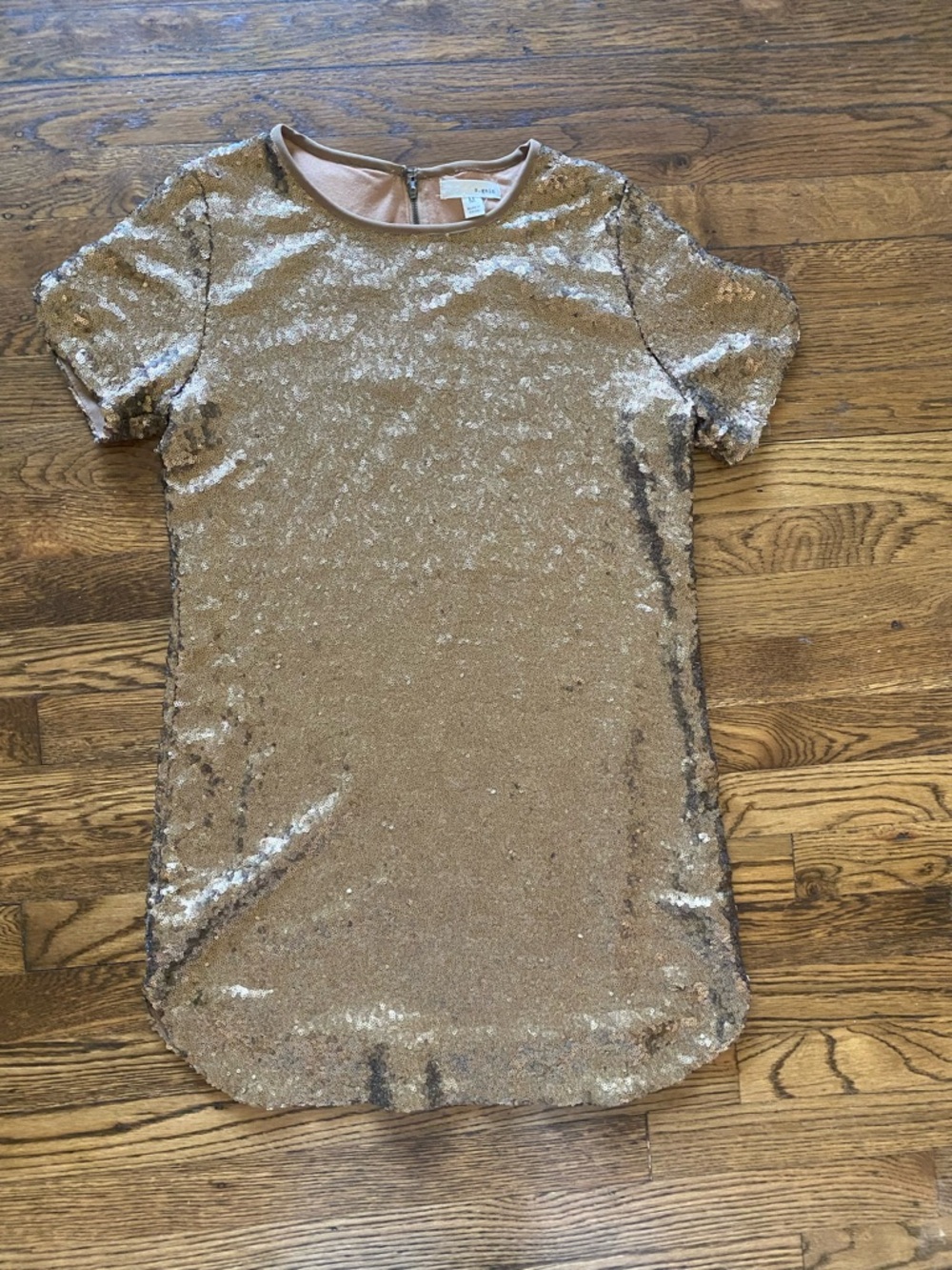 Gold Sequin Short Sleeve Shift Dress from A.Gain